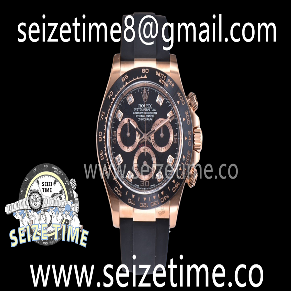 Daytona 116515 904L RG Clean 1:1 Best Edition Black Diamond Dial on Oysterflex Strap SA4130