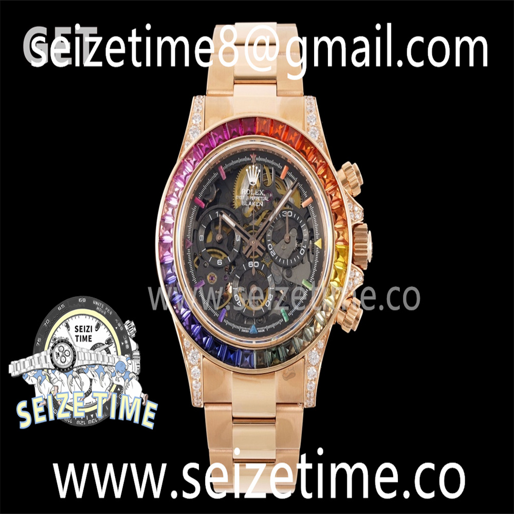 Blaken Daytona RG Rainbow Bezel GETF Best Edition Skeleton Dial on RG Bracelet SA4130