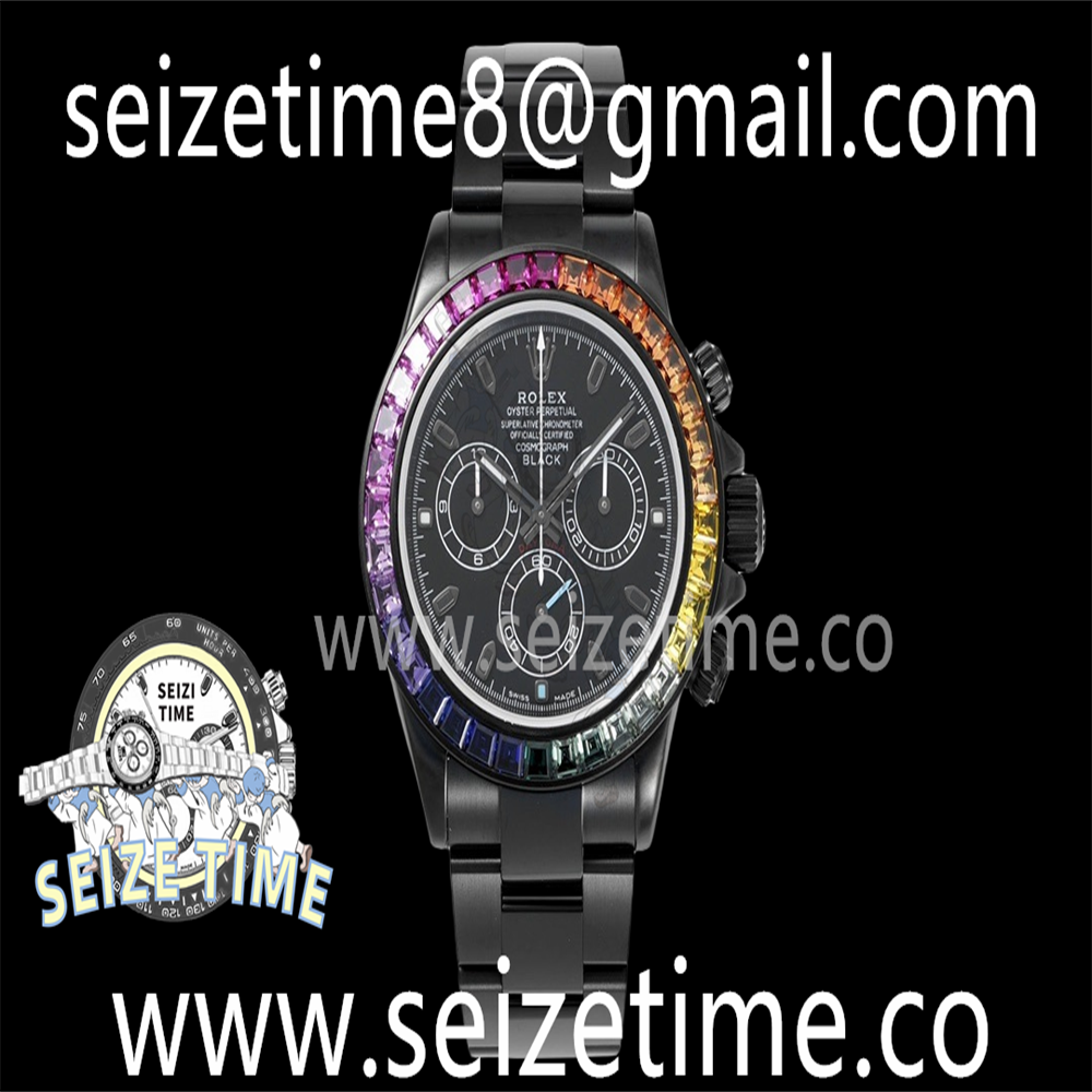 Daytona PVD Noob Best Edition Black Dial Rainbow Bezel on PVD Bracelet SA4130