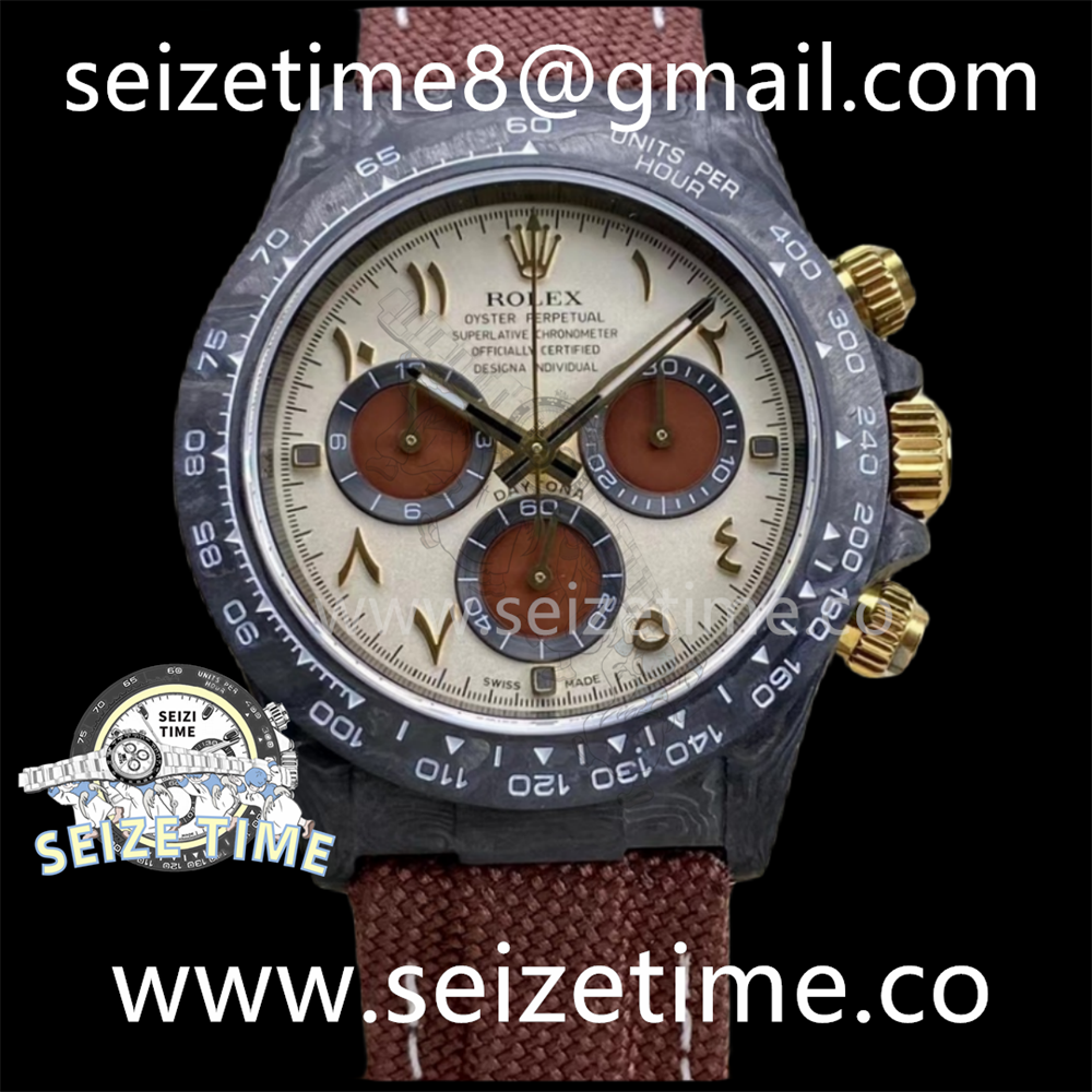 Daytona DIW Carbon Noob 1:1 Best Edition White/Brown Dial on Brown Nylon Strap SA4130 V2