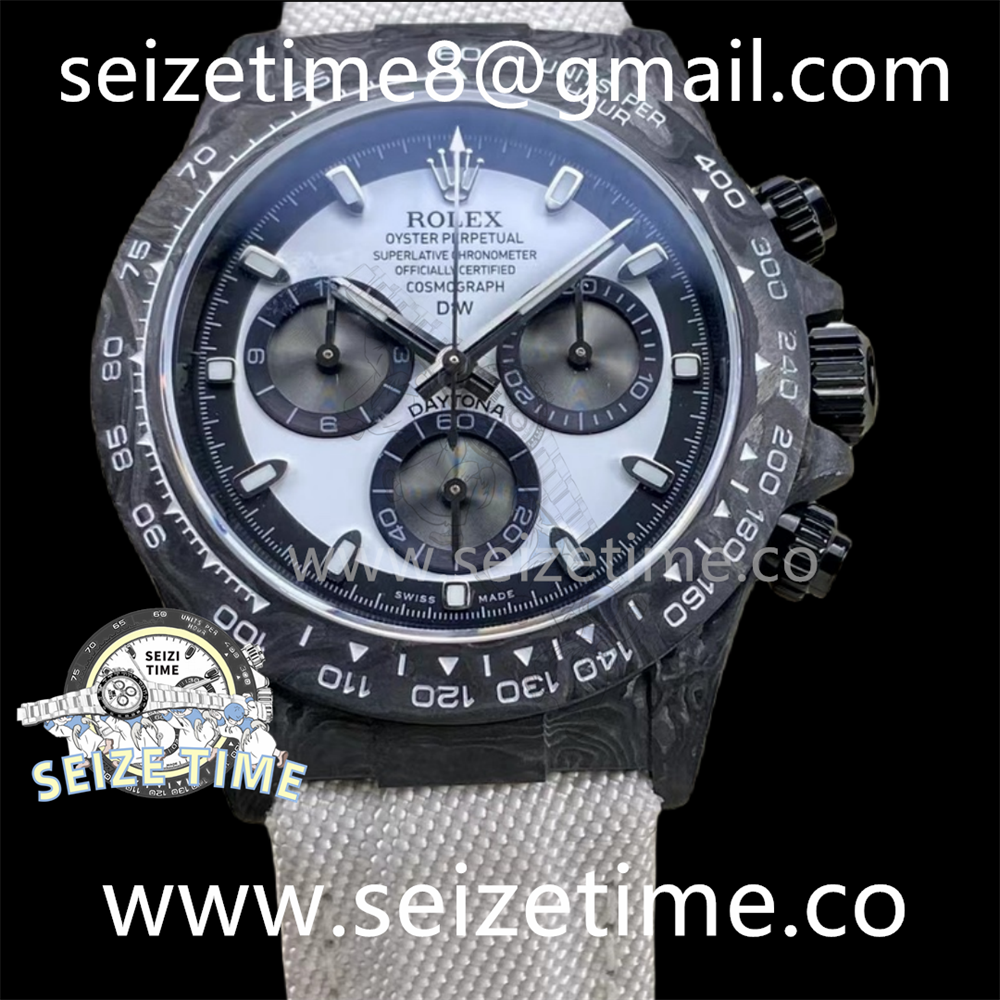 Daytona DIW Carbon Noob 1:1 Best Edition White/Black Dial on White Nylon Strap SA4130 V2