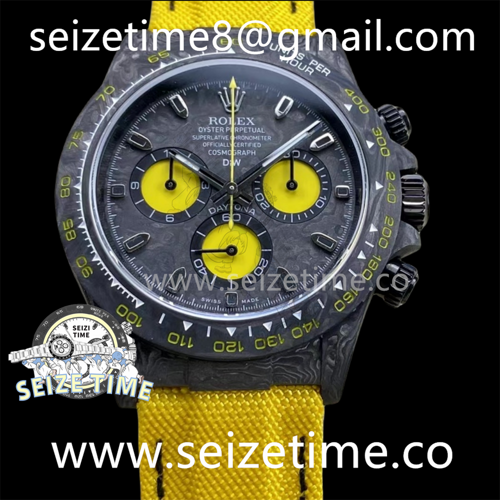Daytona DIW Carbon Noob 1:1 Best Edition Carbon/Yellow Dial on Yellow Nylon Strap SA4130 V2