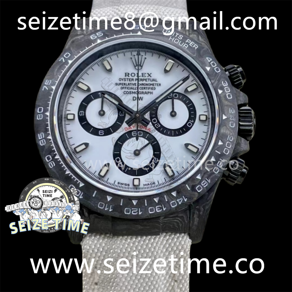 Daytona DIW Carbon Noob 1:1 Best Edition White Dial on White Nylon Strap SA4130 V2