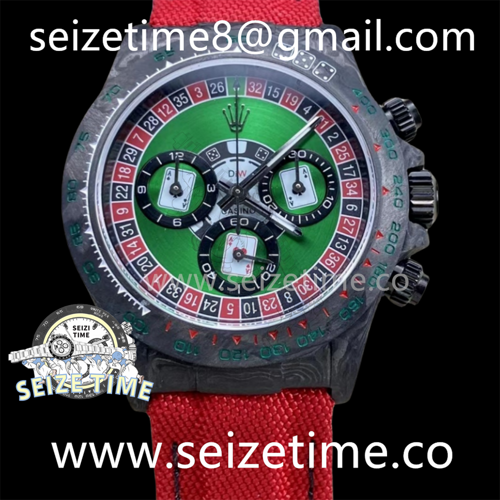 Daytona DIW Carbon Noob 1:1 Best Edition Green Roulette Dial on Red Nylon Strap SA4130 V2