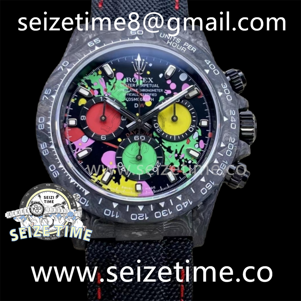 Daytona DIW Carbon Noob 1:1 Best Edition Colorful Dial on Black Nylon Strap SA4130 V2