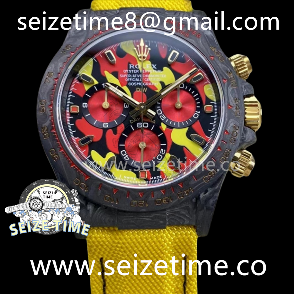 Daytona DIW Carbon Noob 1:1 Best Edition Red/Yellow Dial on Yellow Nylon Strap SA4130 V2