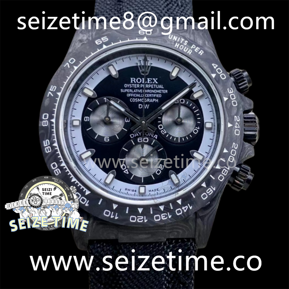 Daytona DIW Carbon Noob 1:1 Best Edition Black/White Dial on Black Nylon Strap SA4130 V2