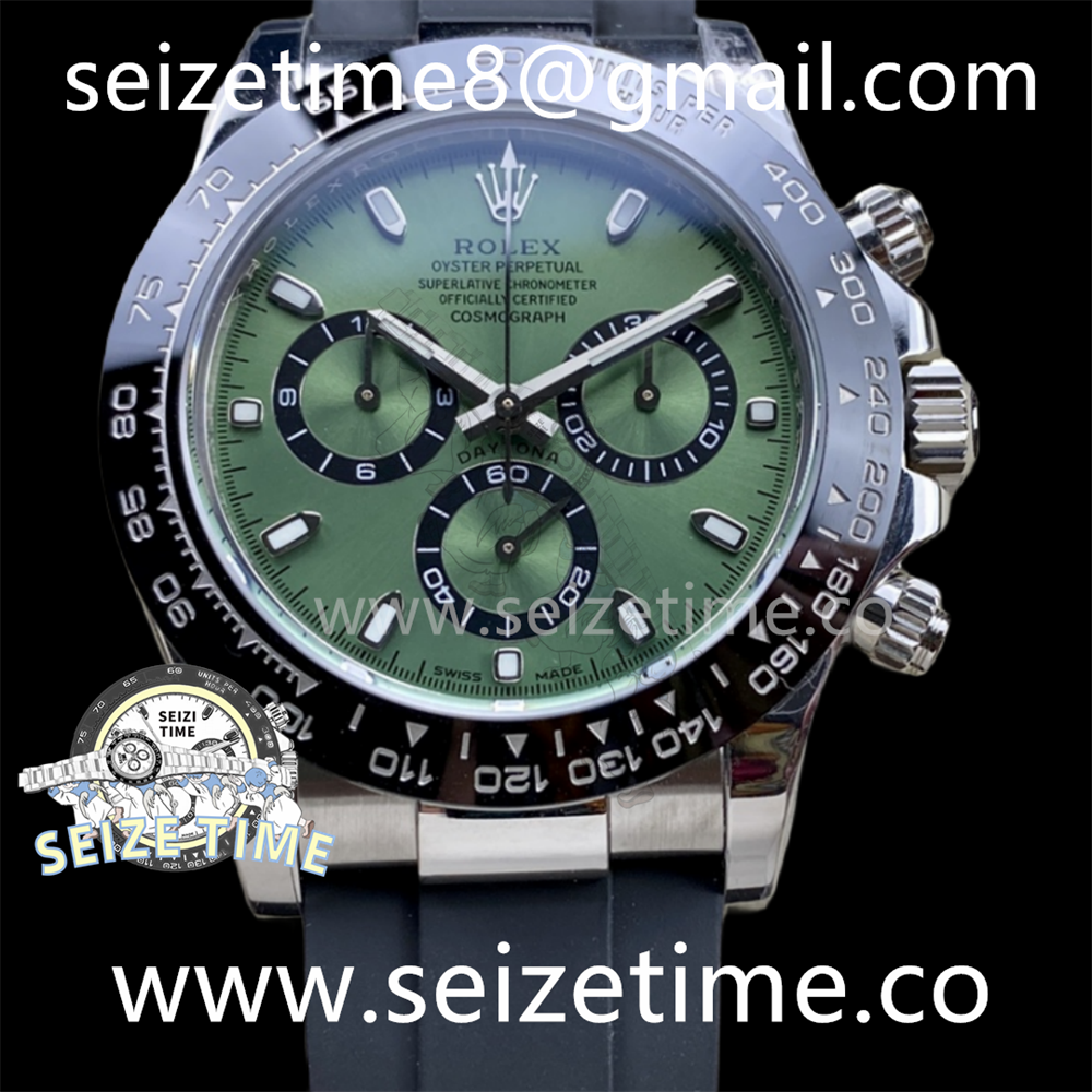 Daytona 904L SS IPK 1:1 Best Edition Green Dial on Black Rubber Strap SA4130