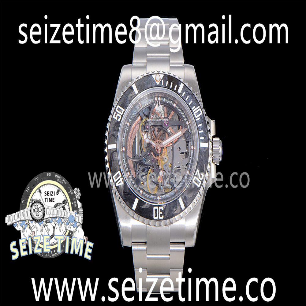 Submariner “Andrea Pirlo” 904L EWF 1:1 Best Edition Carbon Bezel Skeleton Dial on SS Bracelet A3130