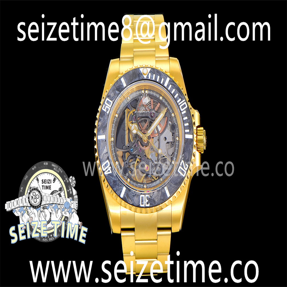 Submariner “Andrea Pirlo” YG VRF 1:1 Best Edition Carbon Bezel Skeleton Dial on YG Bracelet SA3130