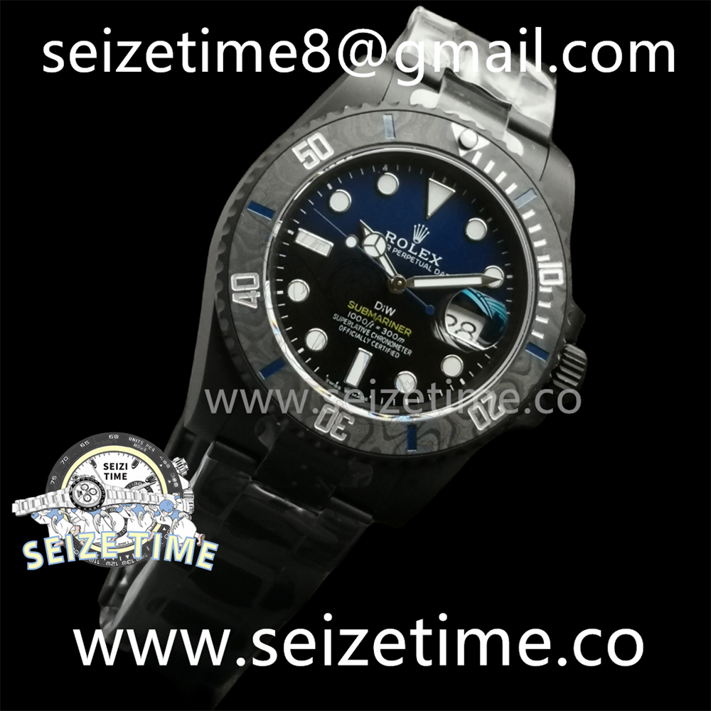 Submariner DIW DLC Sandblasted VSF 1:1 Best Edition Black/Blue Dial on DLC Bracelet VS3135
