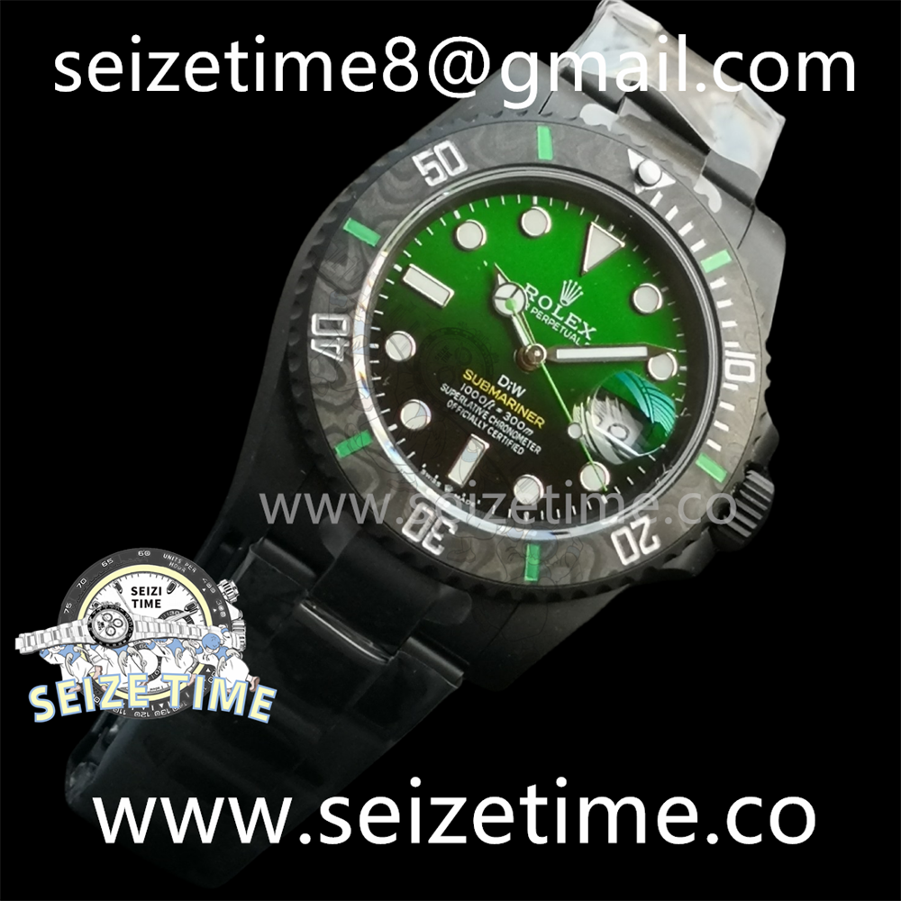 Submariner DIW “Parakeet” DLC VSF 1:1 Best Edition Black/Green Dial on DLC Bracelet VS3135