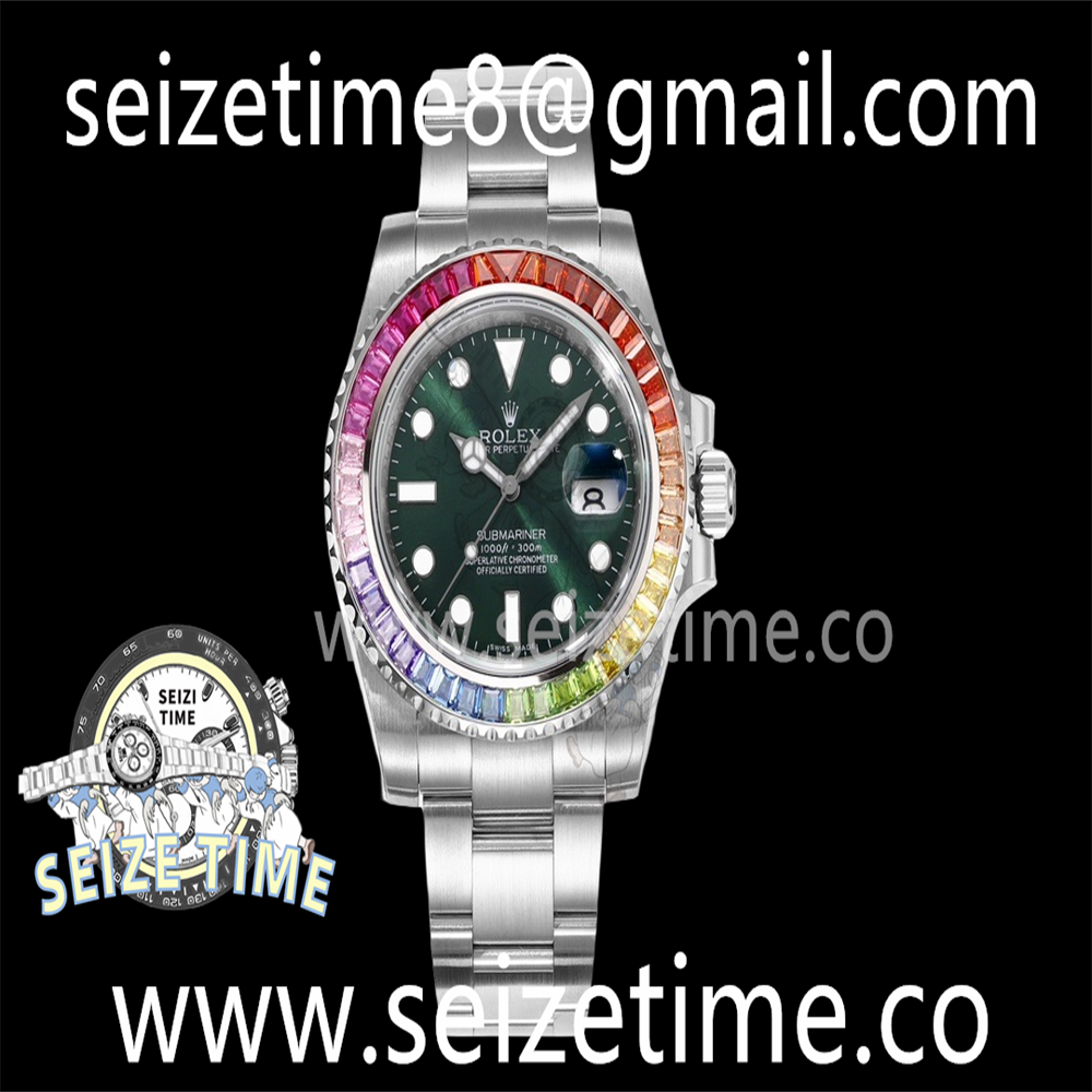 Submariner 904L SS Rainbow Bezel JVS 1:1 Best Edition Green Dial on SS Bracelet VR3135