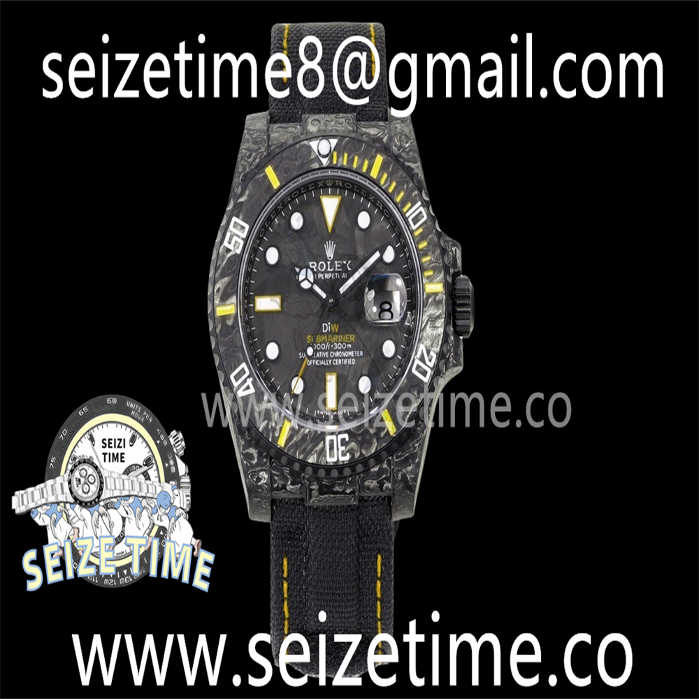 Submariner DIW Carbon JVS 1:1 Best Edition Black/Yellow Dial on Black Nylon Strap VS3135