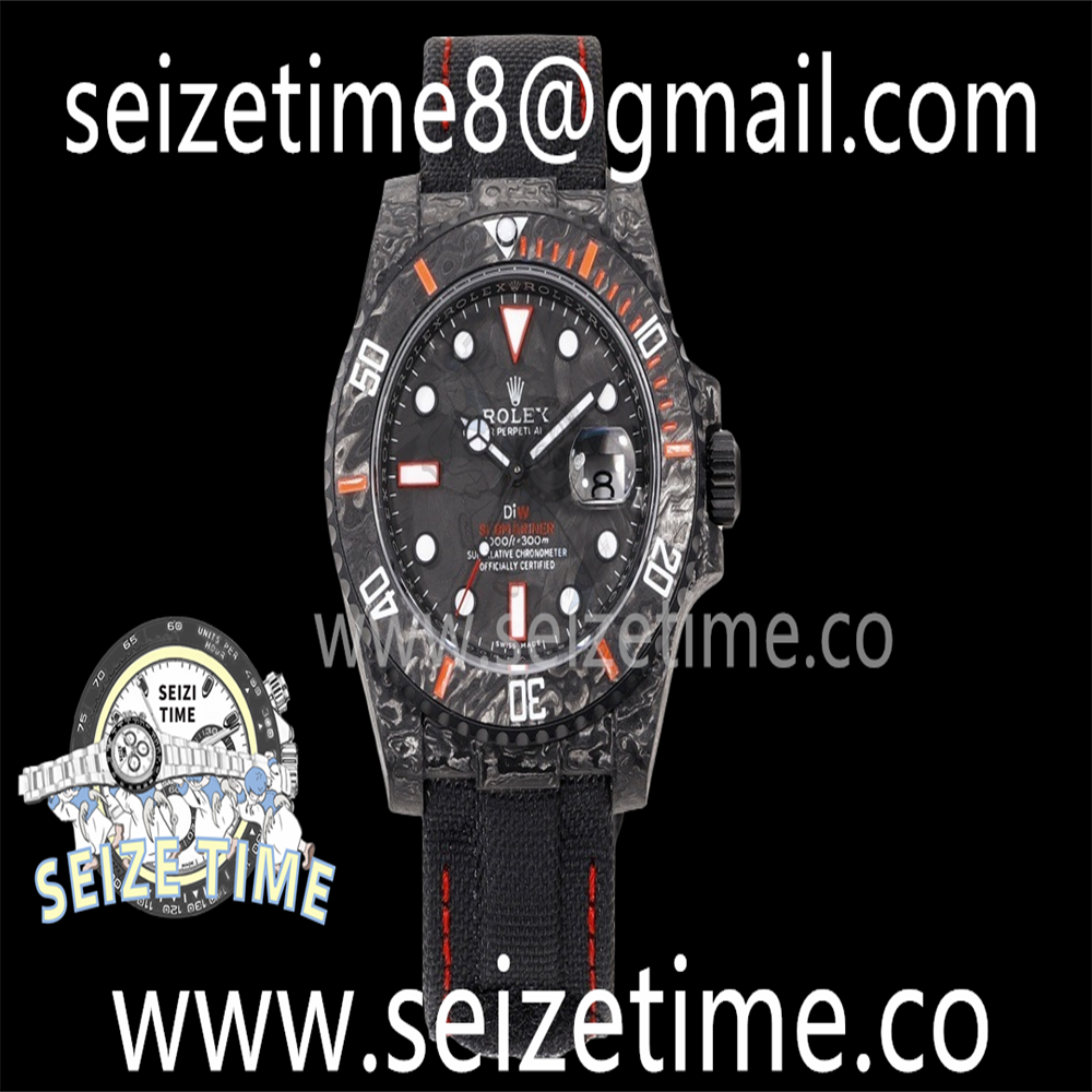 Submariner DIW Carbon JVS 1:1 Best Edition Black/Red Dial on Black Nylon Strap VS3135