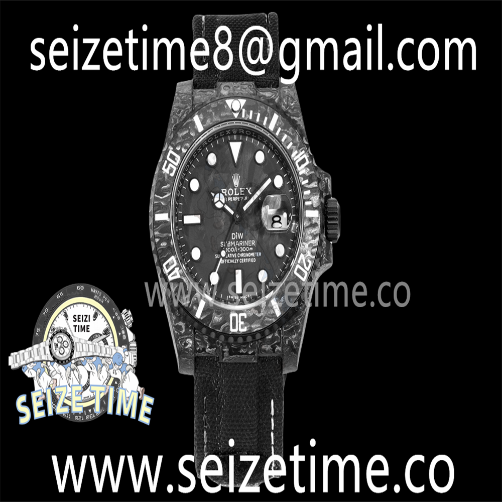 Submariner DIW Carbon JVS 1:1 Best Edition Black/White Dial on Black Nylon Strap VS3135