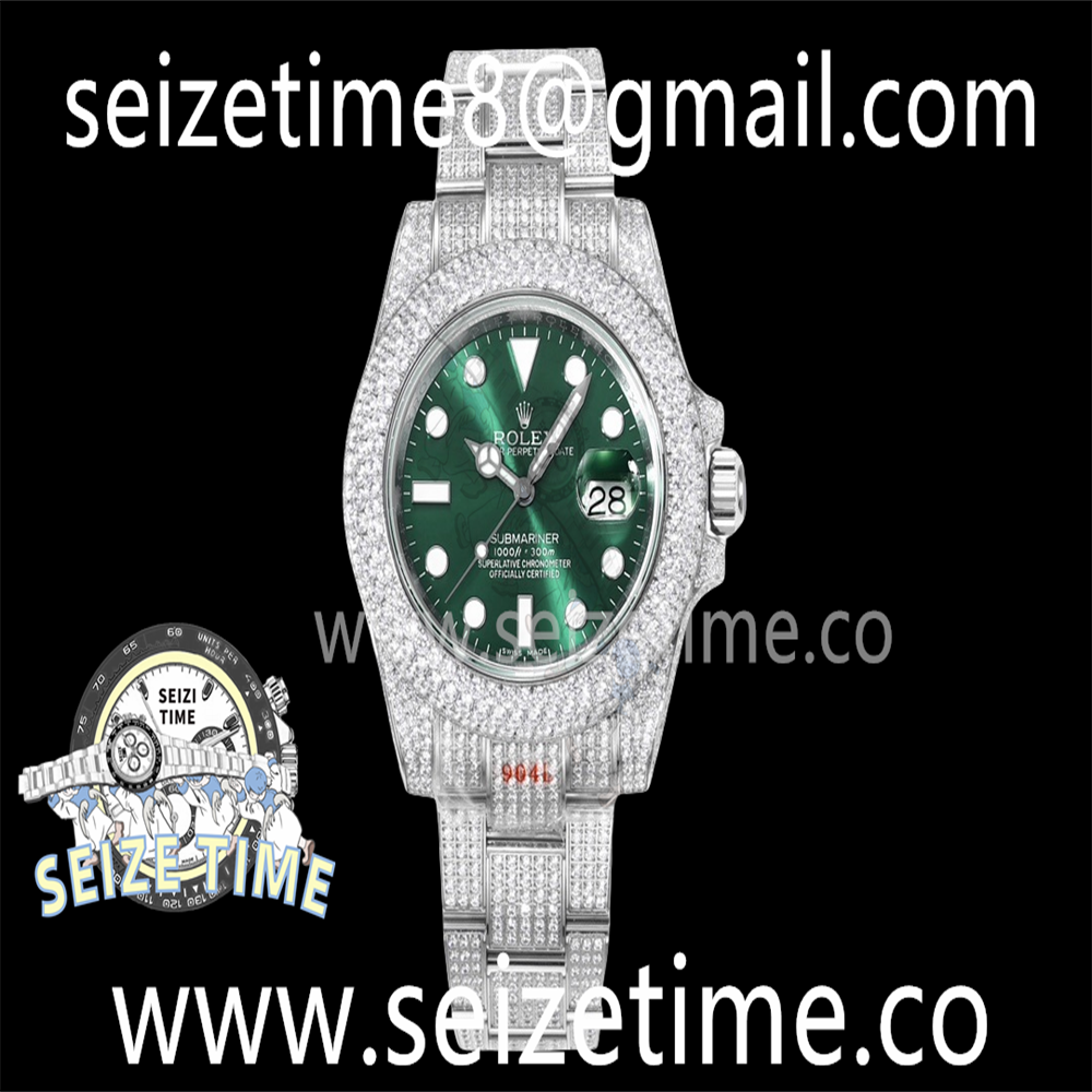 Submariner 904L Diamond Bezel JVS 1:1 Best Edition Green Dial on SS Bracelet VR3135
