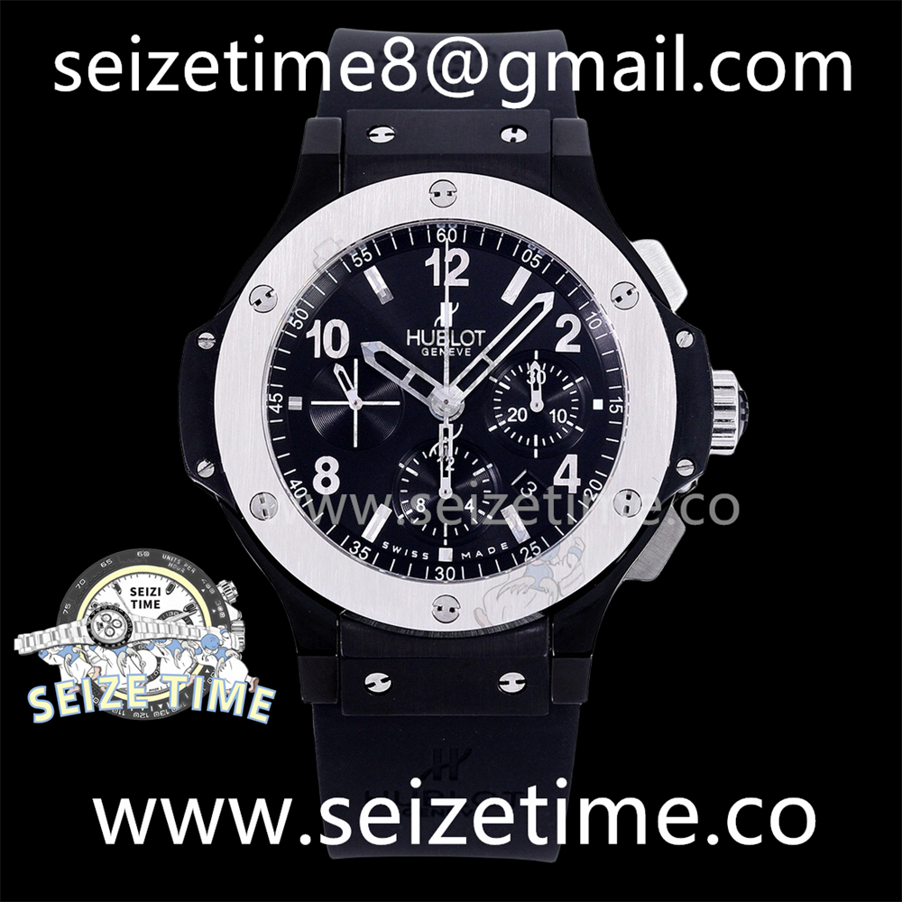 Big Bang Evolution 44mm Full Ceramic V6F 1:1 Best Edtion Black Dial on Black Rubber Strap HUB4100