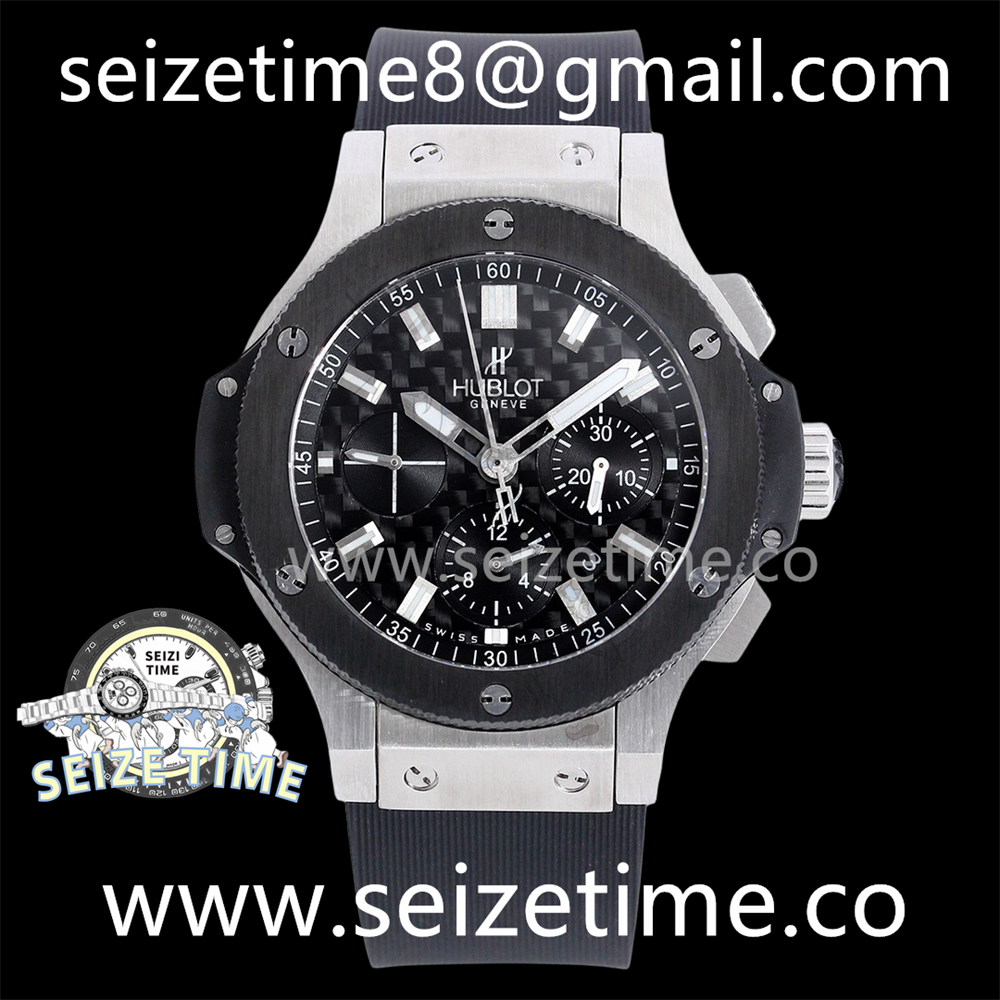 Big Bang Evolution 44mm SS V6F 1:1 Best Edtion Carbon Dial on Black Rubber Strap HUB4100
