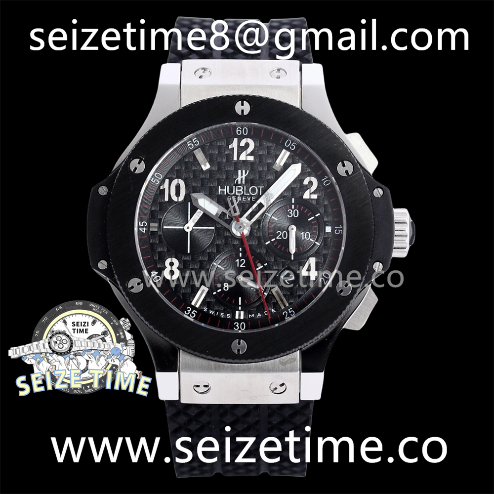 Big Bang Evolution 44mm SS V6F 1:1 Best Edtion Carbon Dial on Black Rubber Strap HUB4100