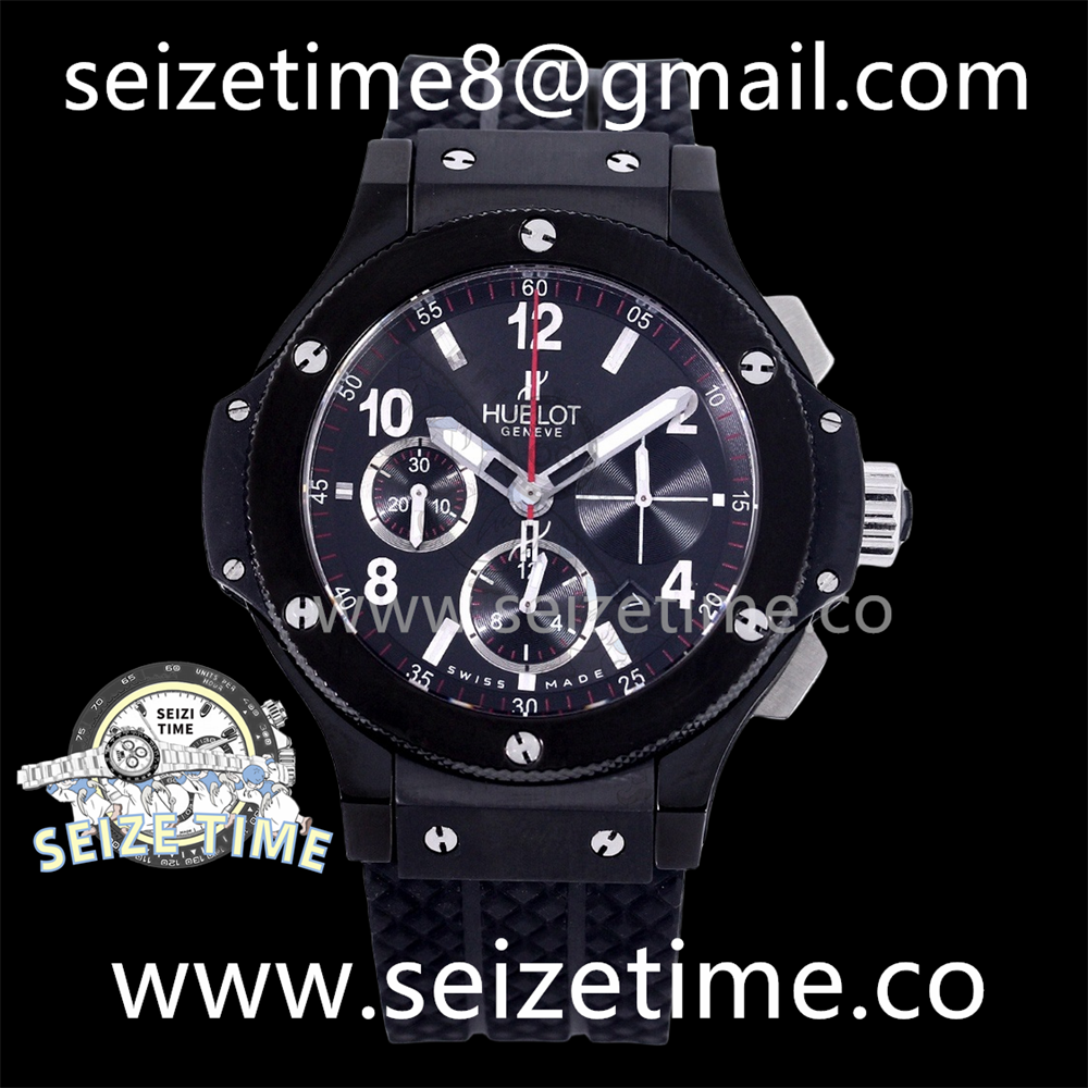 Big Bang Evolution 44mm Full Ceramic V6F 1:1 Best Edtion Black Dial on Black Rubber Strap HUB4100