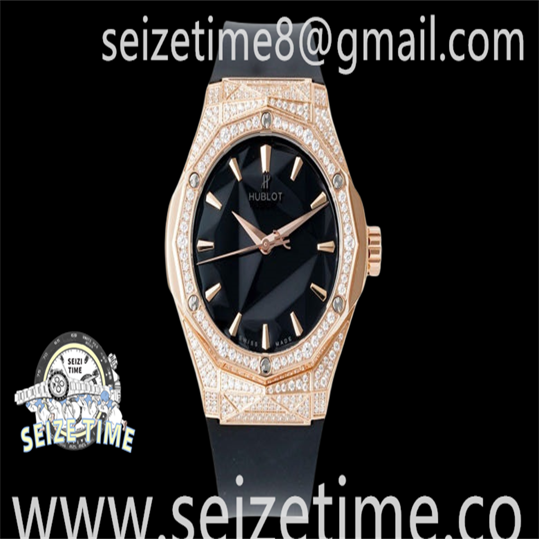 Classic Fusion Orlinski 40mm RG Diam Bezel Black Dial on Rubber Strap APSF A2892