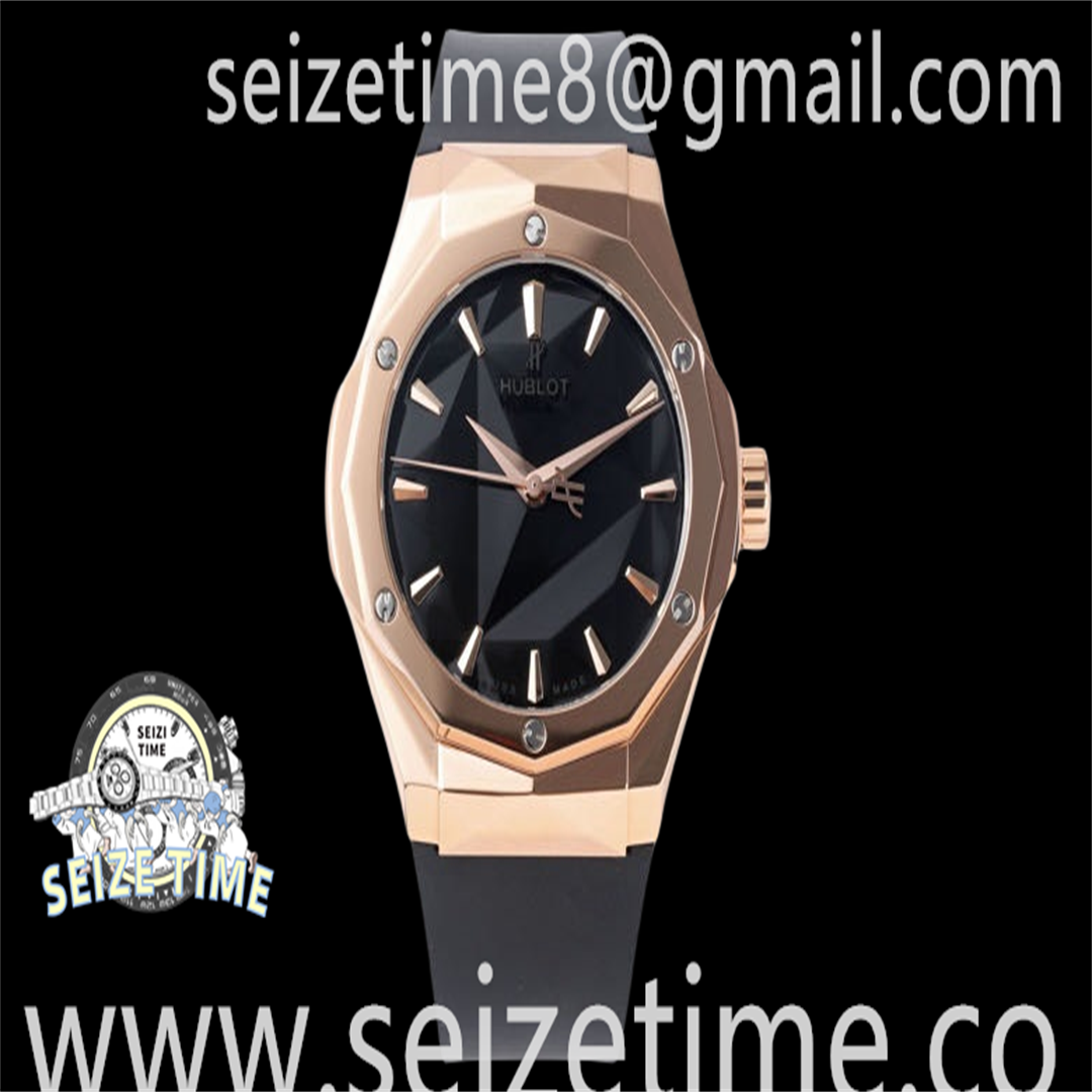 Classic Fusion Orlinski King Gold 40mm RG Black Dial on Rubber Strap APSF A2892