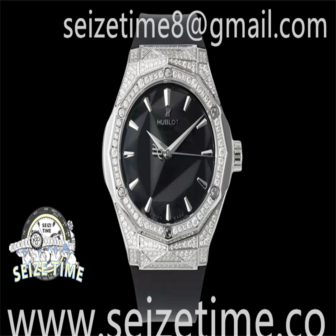 Classic Fusion Orlinski SS Full Diamonds APSF 1:1 Best Edtion Black Faceted Dial on Black Rubber Strap A2892
