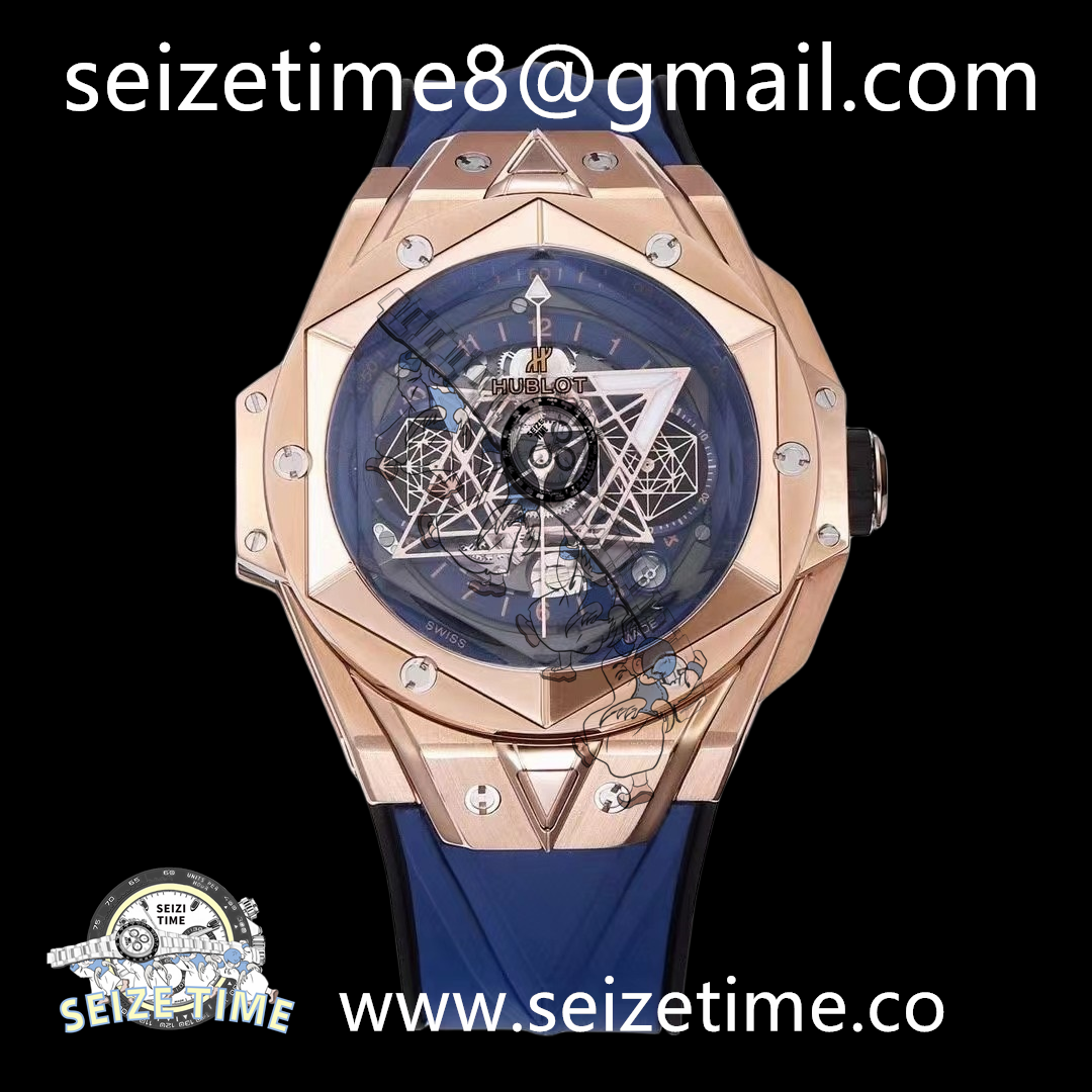 Big Bang Sang Bleu II Chrono RG BBF Best Edition Blue Dial on Blue Gummy Strap A7750