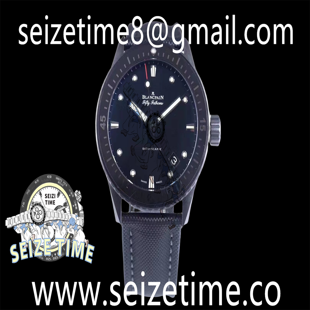 Fifty Fathoms Bathyscaphe CER Black Dial on Nylon Strap GF V2 Asia 1315