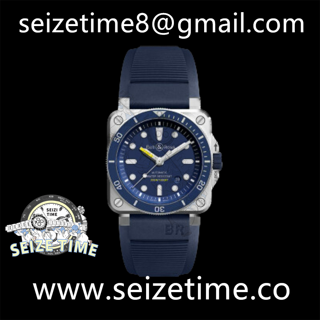 BR 03-92 Diver SS 1:1 Best Edition Blue Dial on Rubber Strap MIYOTA 9015