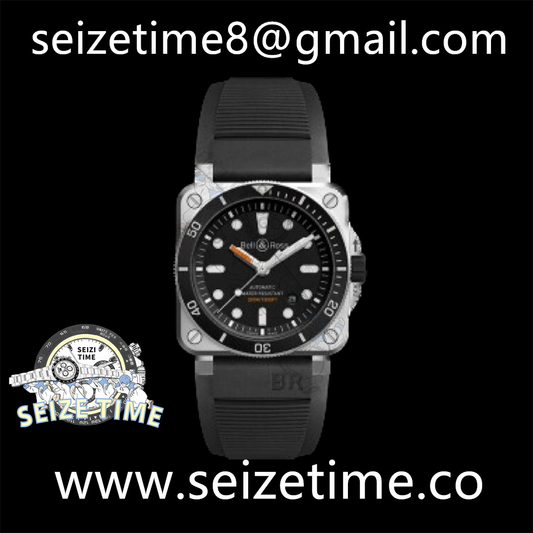 BR 03-92 Diver SS 1:1 Best Edition Black Dial on Rubber Strap MIYOTA 9015