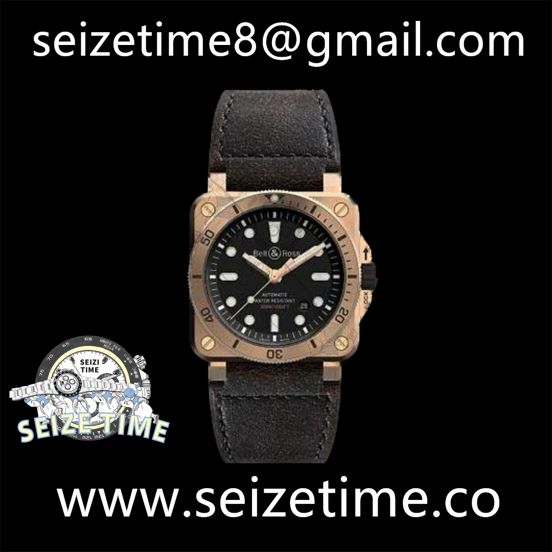 BR03-92 Diver 42mm Bronze BR Black Dial on Rubber Strap MY9015