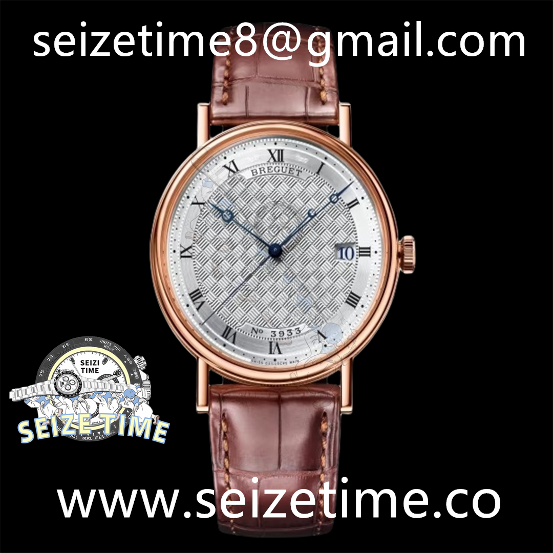 Classique Auto 5177 RG FKF 1:1 Best Edition White Plaid Textured Dial on Brown Leather Strap MIYOTA 9015 V2