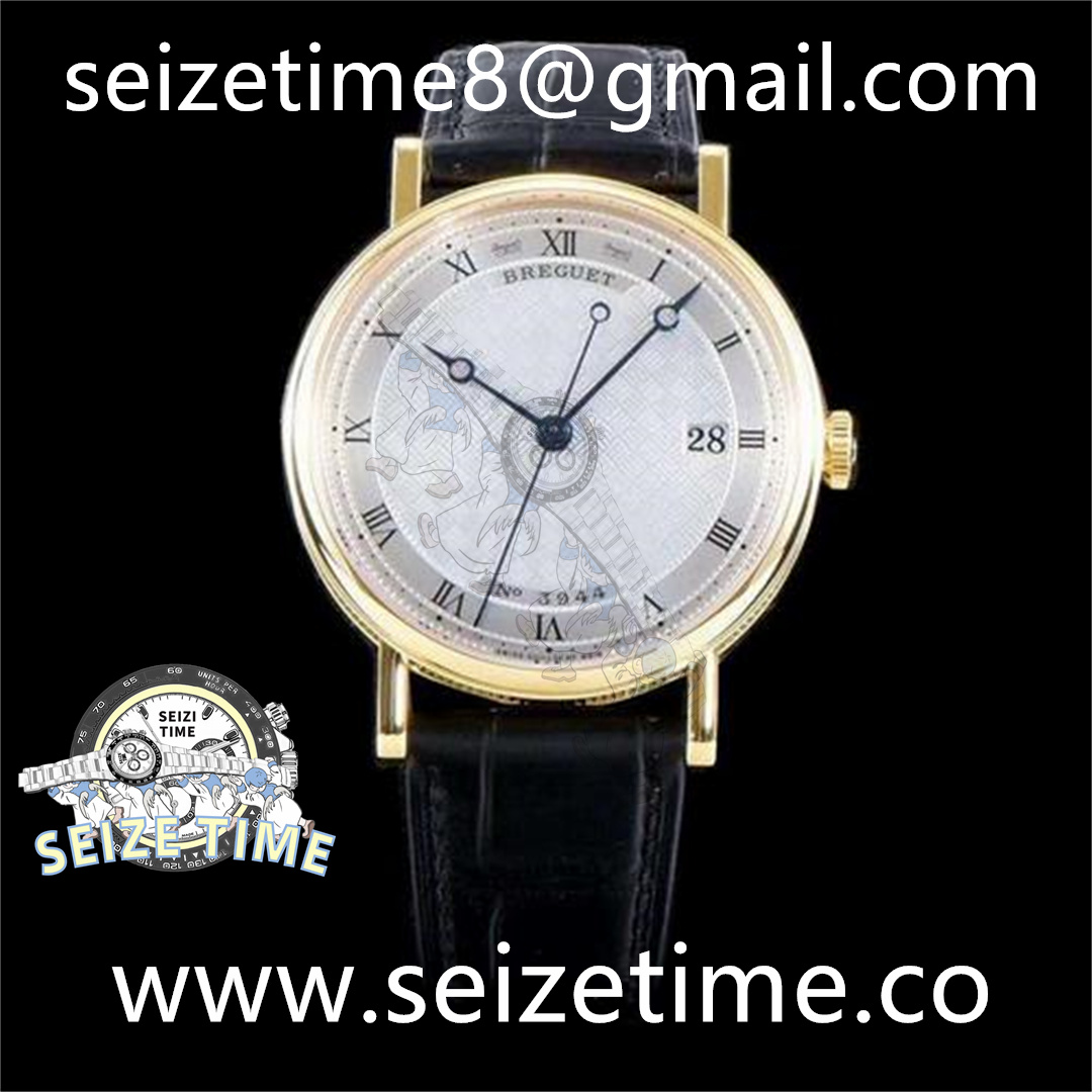 Classique Auto 5177 YG FKF 1:1 Best Edition White Plaid Textured Dial on Black Leather Strap MIYOTA 9015 V2