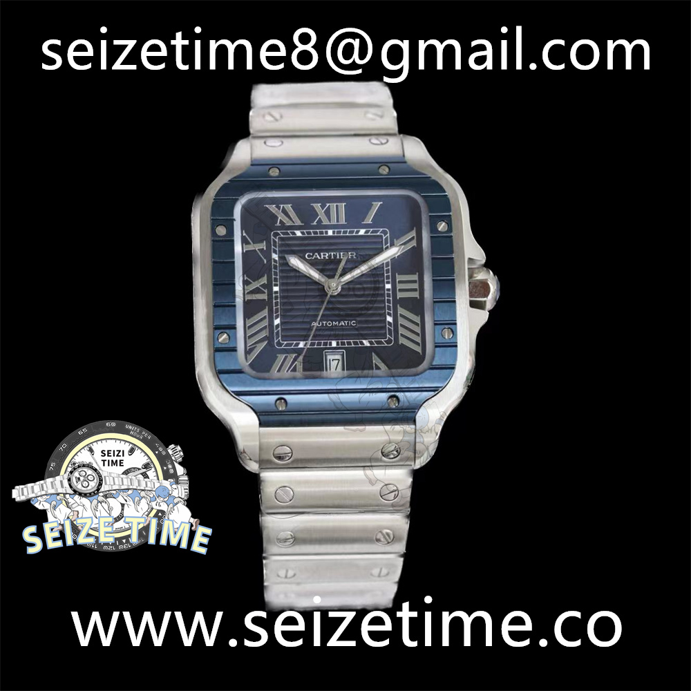Santos De Cartier Large SS Blue Dial on SS Bracelet GF MY9015