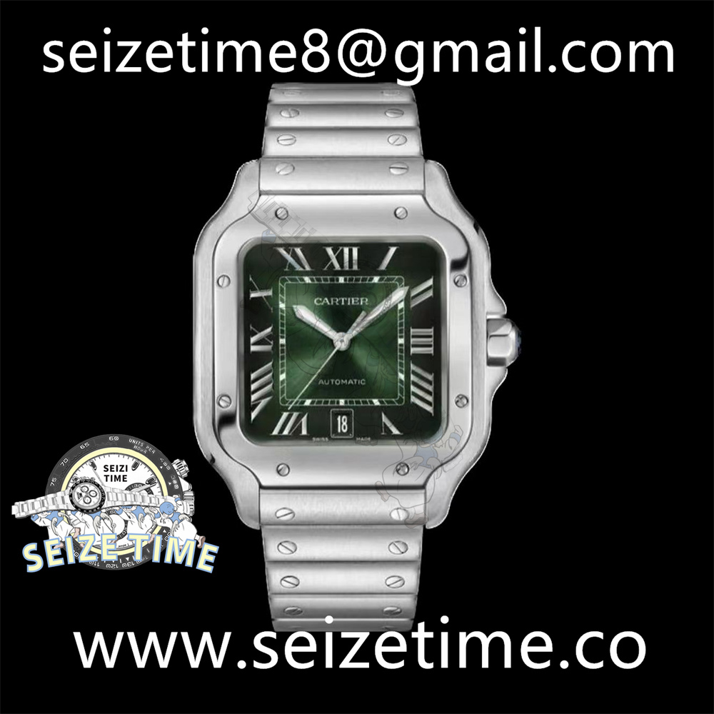 Santos De Cartier Large SS Green Dial Roman on SS Bracelet BVF MY9015