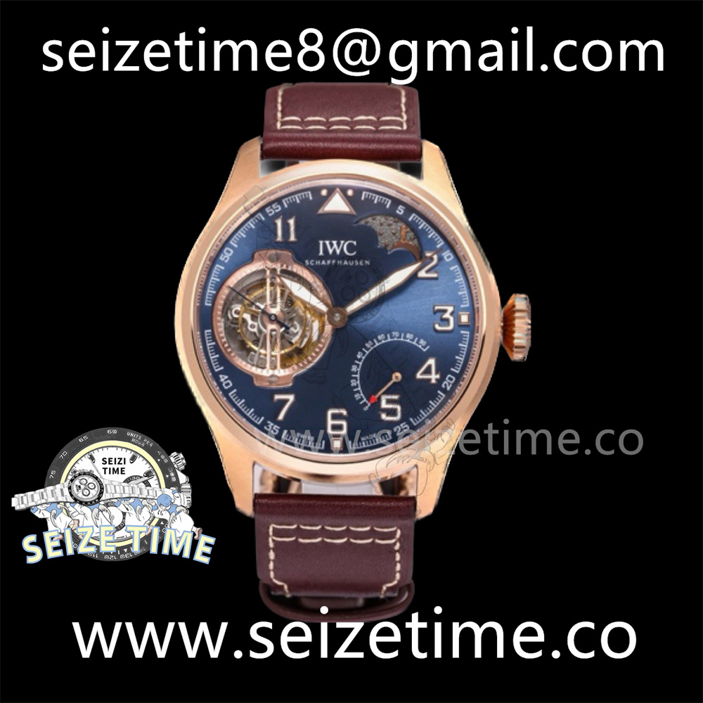 Big Pilot’s Constant Force Tourbillon "Le Petit Prince&quot IW590303 RG Blue Dial on Leather Strap BBR Tourb