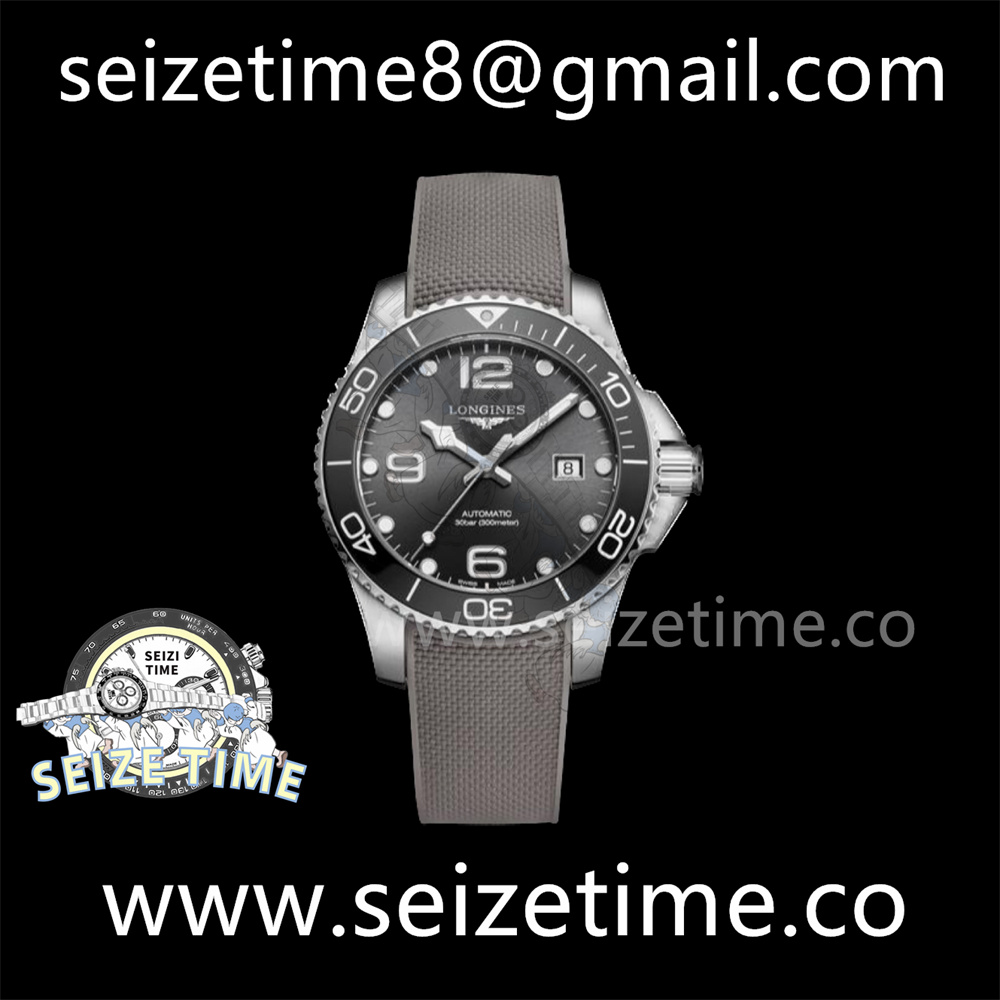 Conquest SS Gray Ceramic Bezel SS ZF 1:1 Best Edition Gray Dial on Brown Rubber Strap A2824