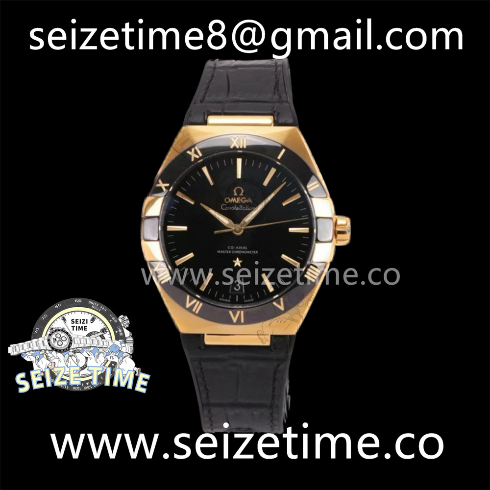 Constellation Co-Axial Master Chronometer YG Black Dial on Leather Strap VSF A8900