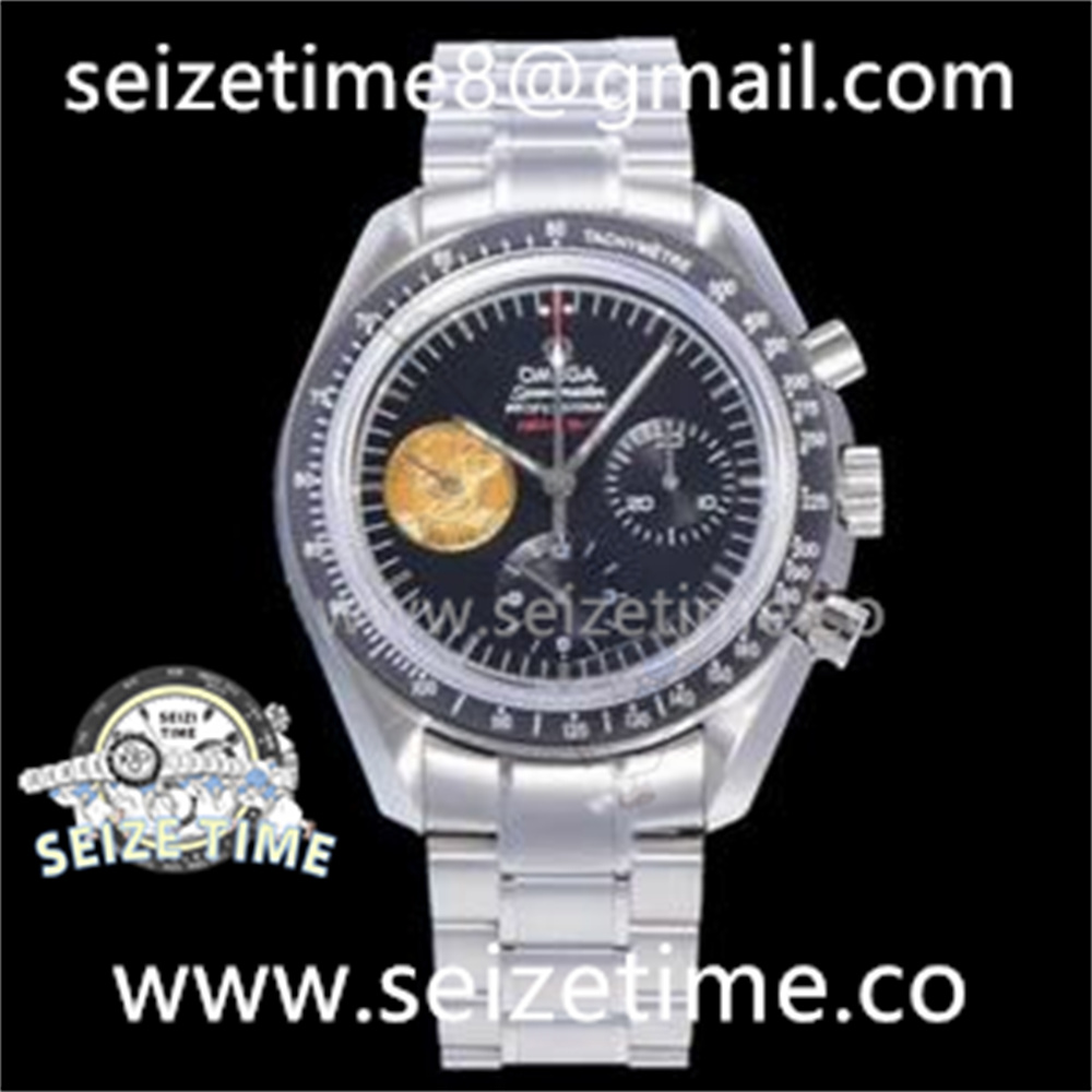 Speedmaster Apollo XI 40th Anniversary OMF 1:1 Best Edition Black Dial on SS Bracelet Manual Winding Chrono Movement