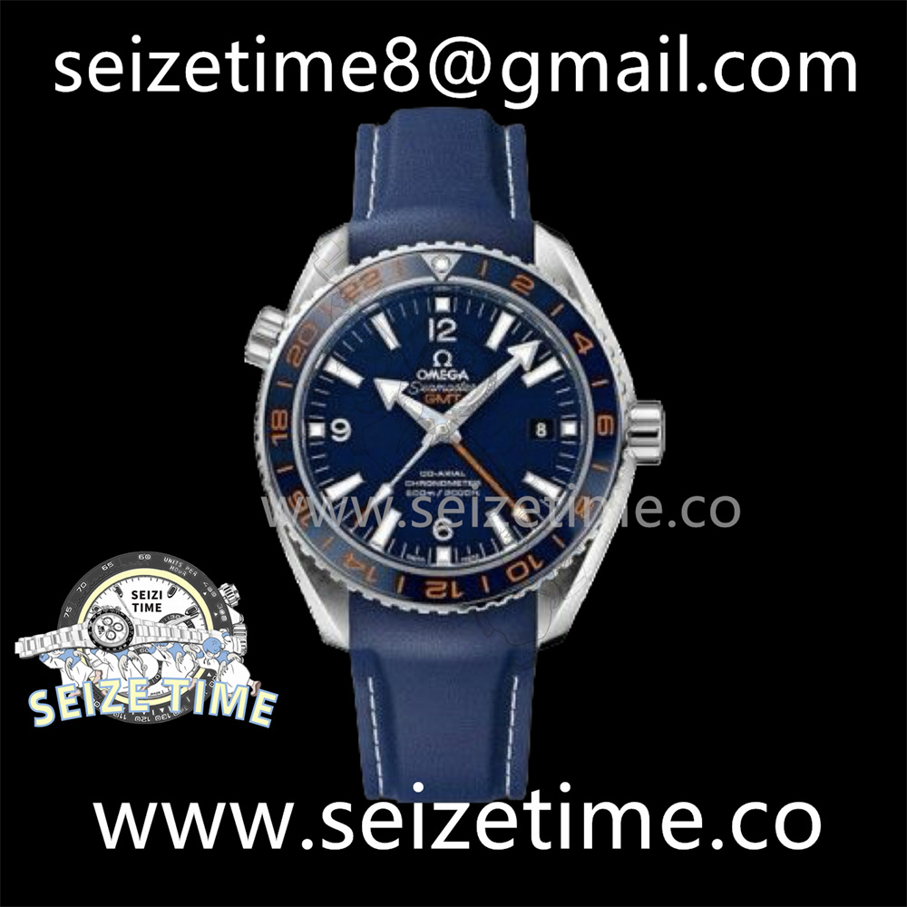 Seamaster Planet Ocean Co-Axial Chronometer GMT 600M 43.5mm SS Blue Dial on Rubber Strap VSF A8605