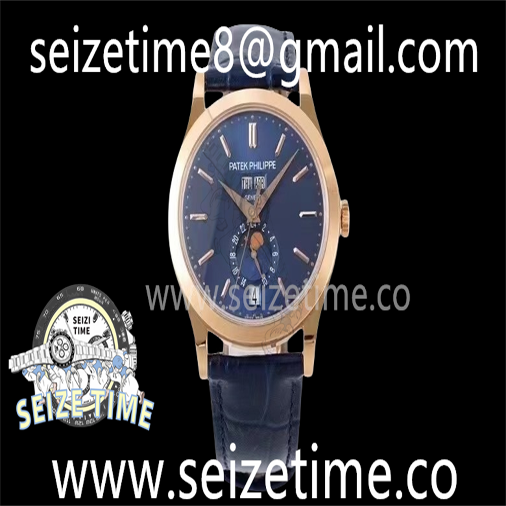 Annual Calendar Moonphase 5396 RG ZF 1:1 Best Edition Blue Stick Dial on Blue Leather Strap A324