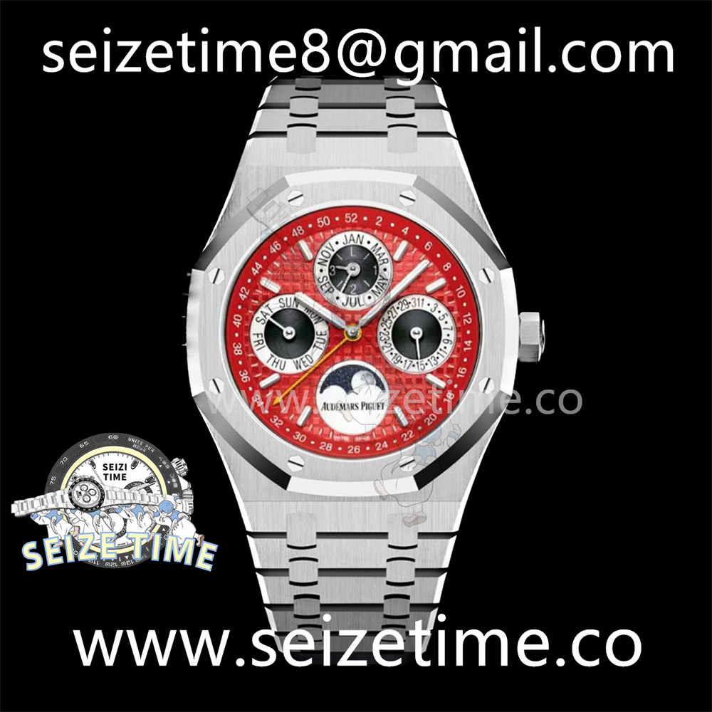 Royal Oak 41mm Perpetual Calendar 26574 SS APSF 1:1 Best Edition Red/Black Dial on SS Bracelet A5134