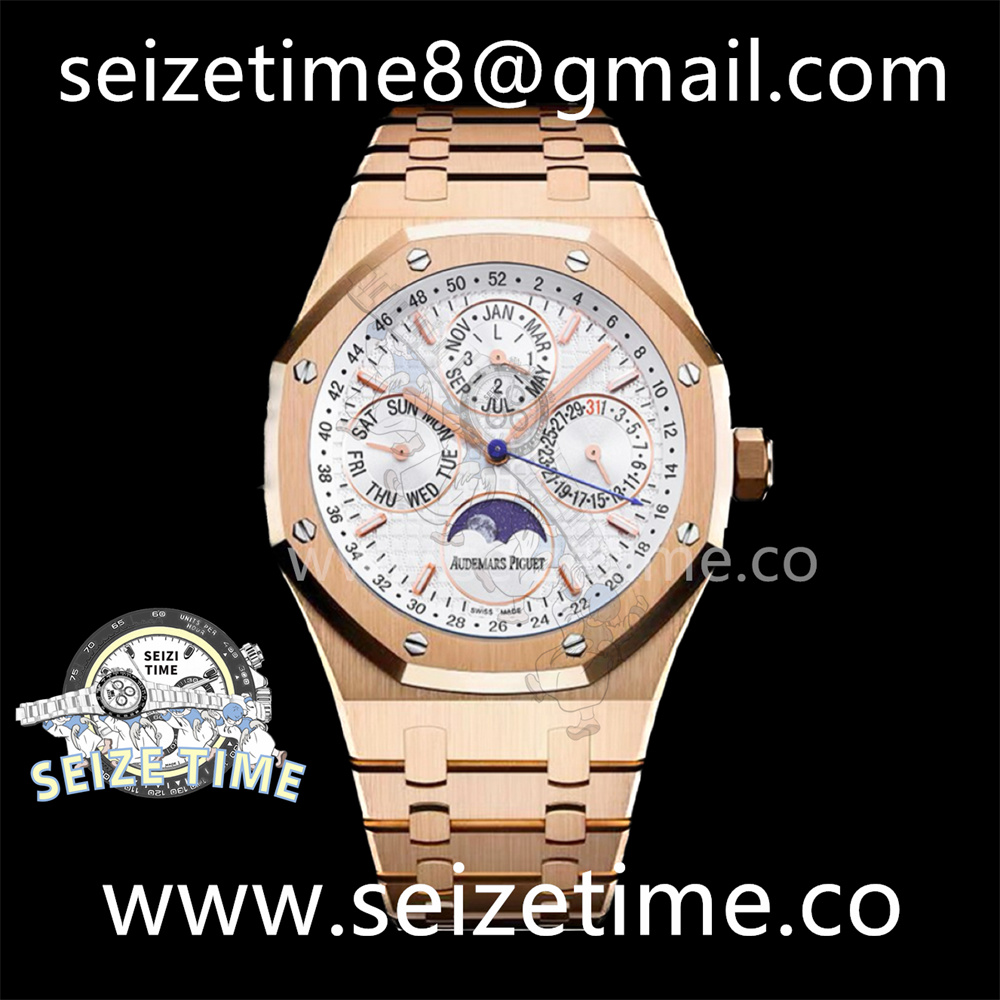 Royal Oak 41mm Perpetual Calendar 26574 RG APSF 1:1 Best Edition Silver Dial on RG Bracelet A5134