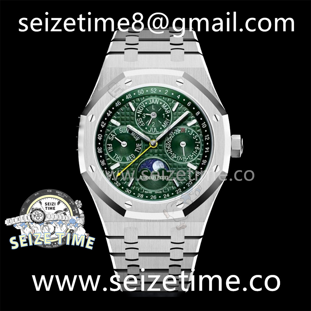 Royal Oak 41mm Perpetual Calendar 26574 SS APSF 1:1 Best Edition Green Dial on SS Bracelet A5134
