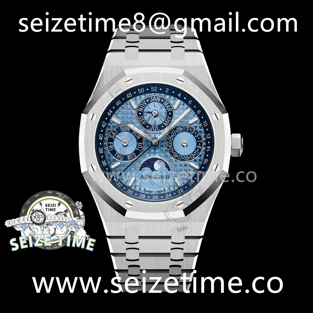 Royal Oak 41mm Perpetual Calendar 26574 SS APSF1:1 Best Edition Ice Blue Dial on SS Bracelet A5134