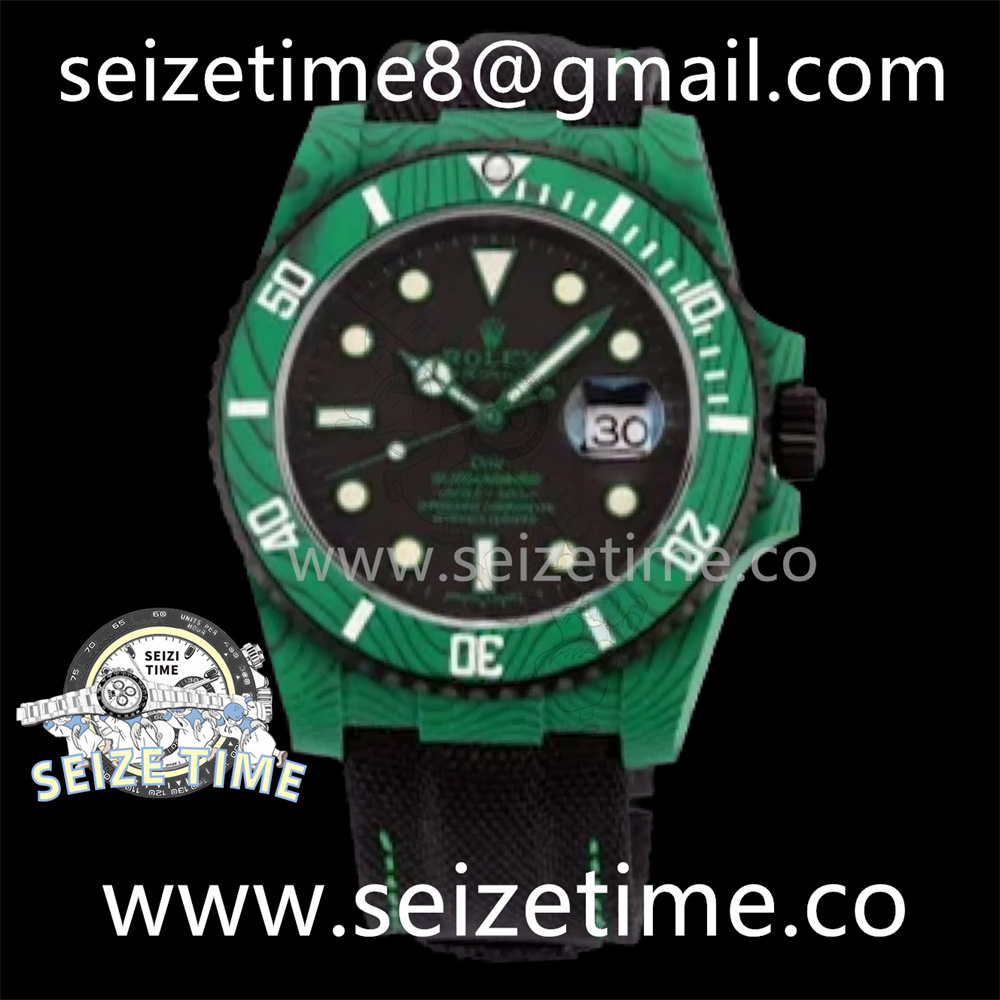 Submariner DIW Green Carbon VSF 1:1 Best Edition Black Dial on Black Nylon Strap VS3135