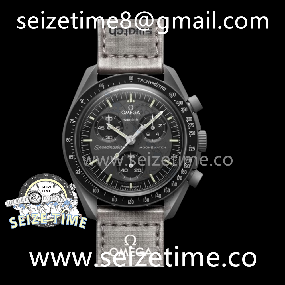 Swatch X Omega Moonwatch Mercury CER Black Dial on Nylon Strap Qtz