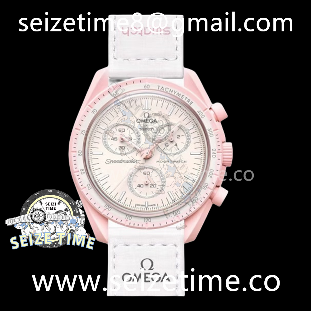 Swatch X Omega Moonwatch Venus CER Pink Dial on Nylon Strap Qtz